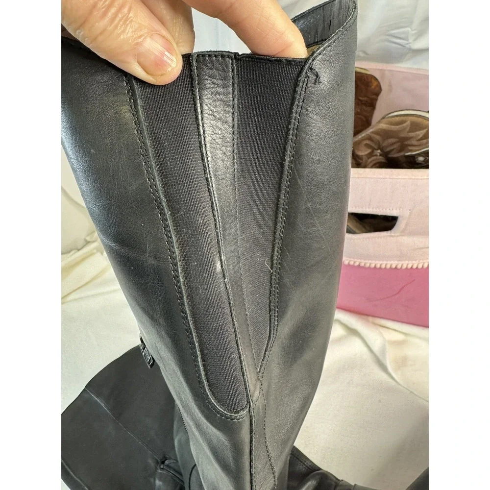 REMONTE Tall Riding Boots Sz 40 US 9 Black Leather Fleece Lined Knee High EUC